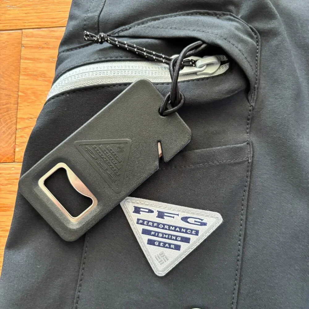 Columbia PFG Shorts‎ Mens 30 Black Terminal Tackle Bottle Opener UPF 50 Fishing